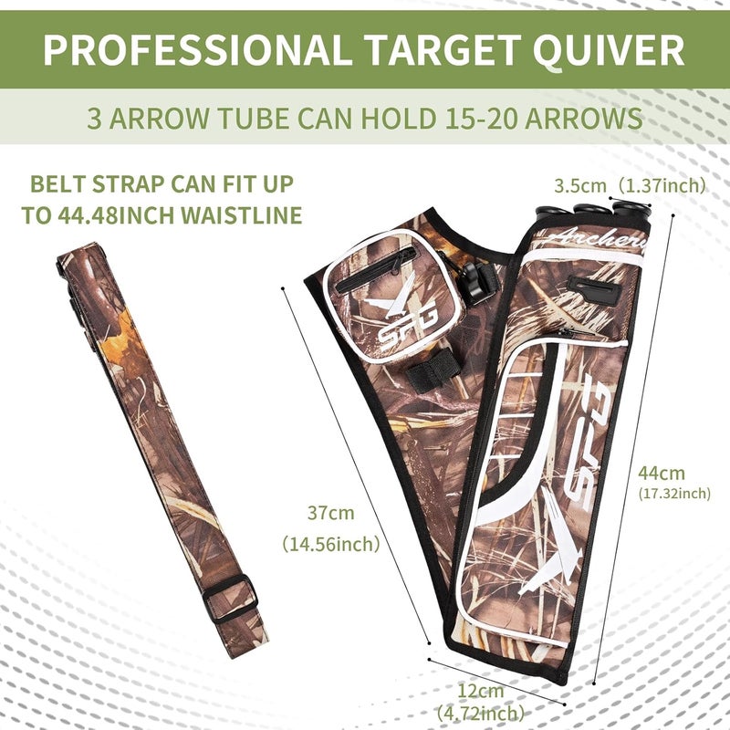 SP.G Arrow Quiver Archery Hip Quiver, Durable Adjustable Waist Belt Three Arrows Tube for Arrow Storage Compound Bow Recurve Bow Accessories - Image 2